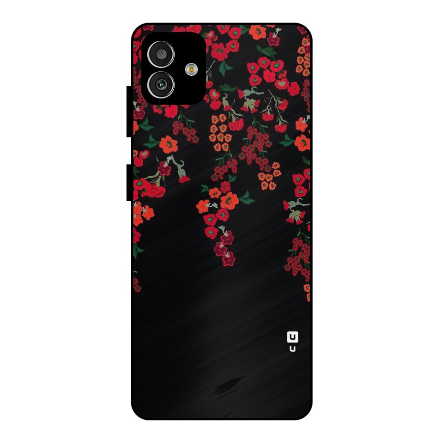 Red Floral Pattern Metal Back Case for Galaxy M13 5G