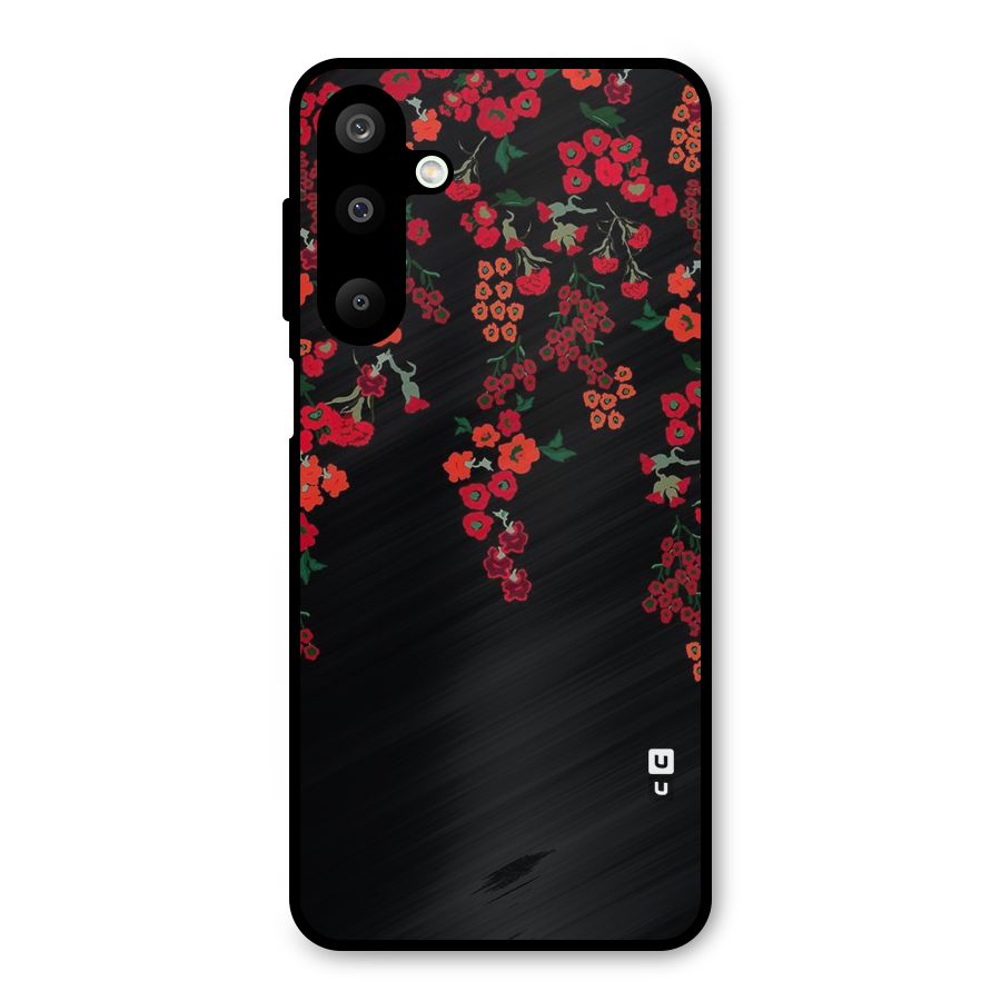 Red Floral Pattern Metal Back Case for Galaxy M16