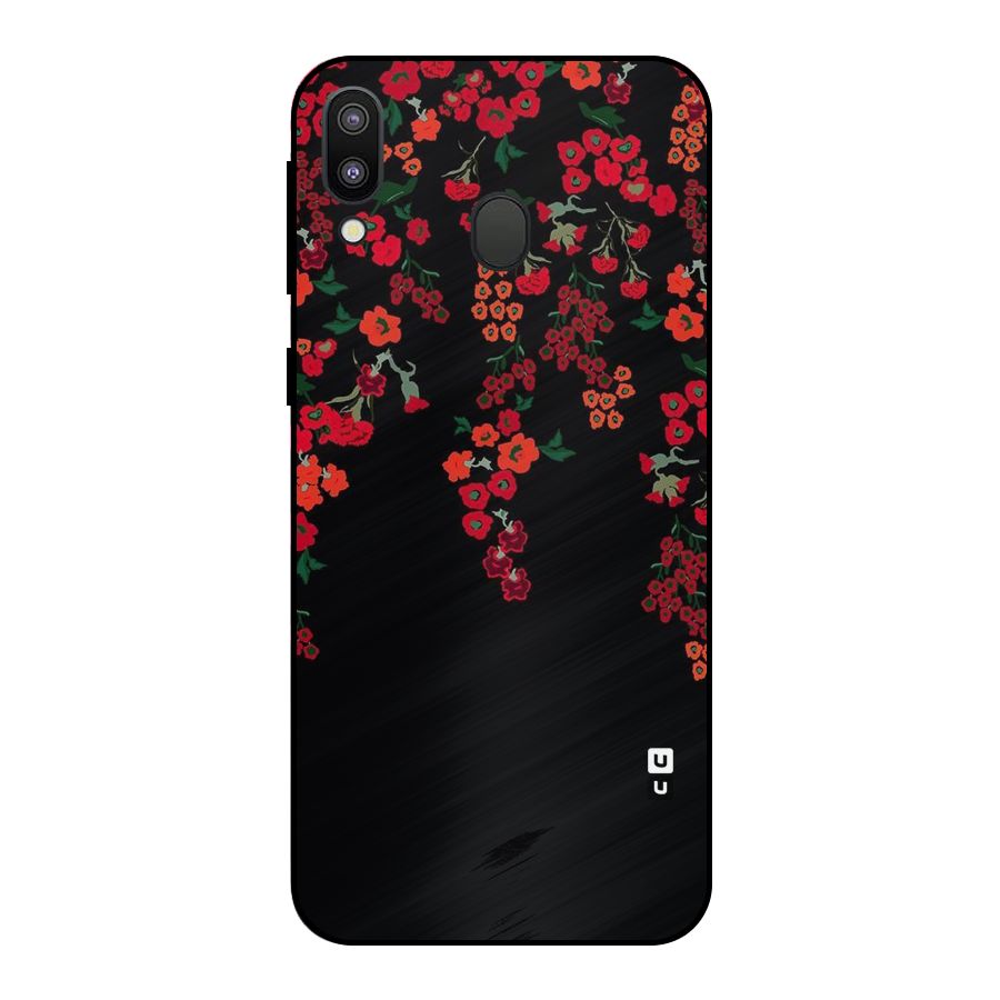 Red Floral Pattern Metal Back Case for Galaxy M20