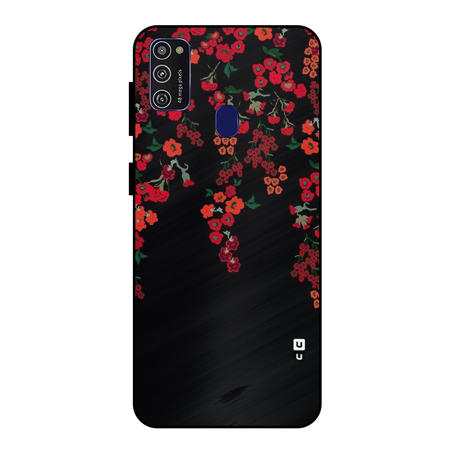Red Floral Pattern Metal Back Case for Galaxy M30s