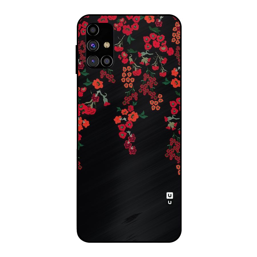 Red Floral Pattern Metal Back Case for Galaxy M31s