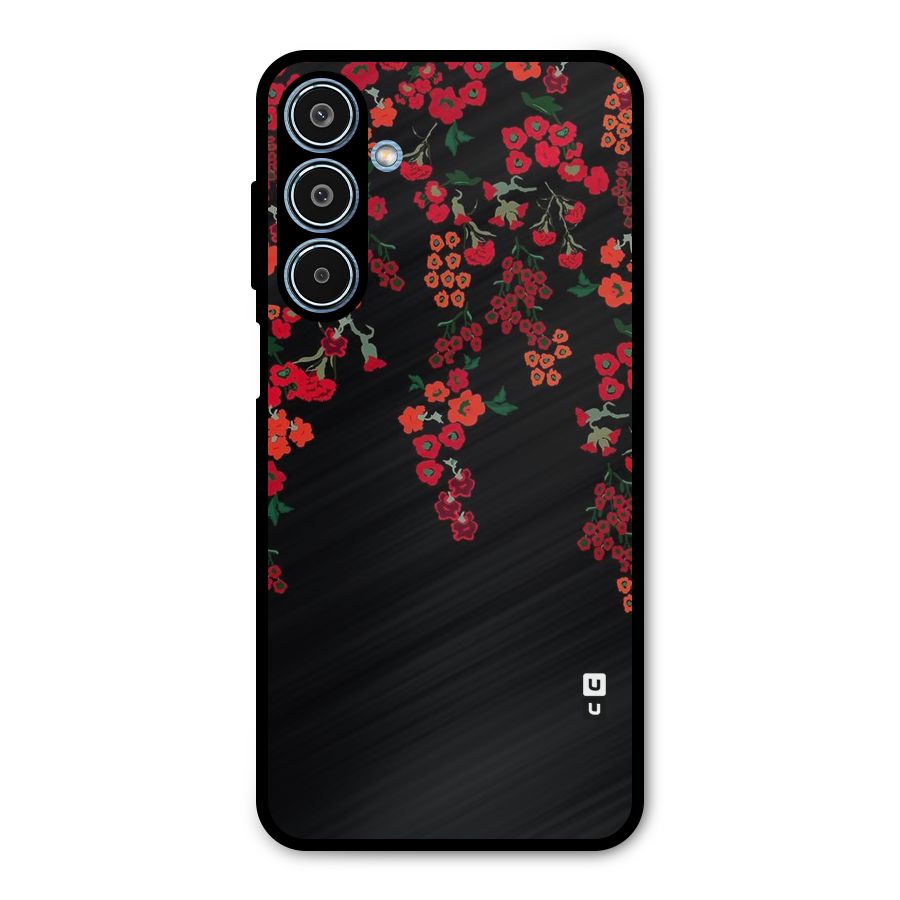 Red Floral Pattern Metal Back Case for Galaxy M35