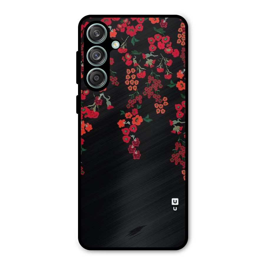 Red Floral Pattern Metal Back Case for Galaxy M55 5G