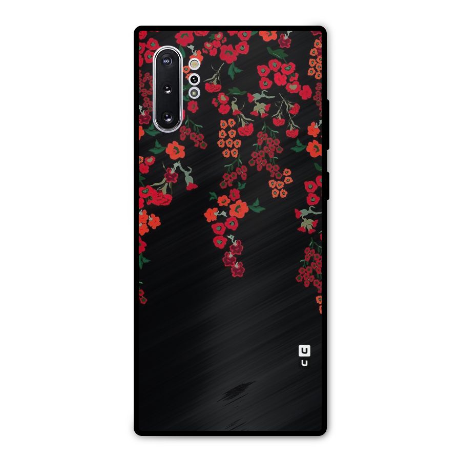 Red Floral Pattern Metal Back Case for Galaxy Note 10 Plus