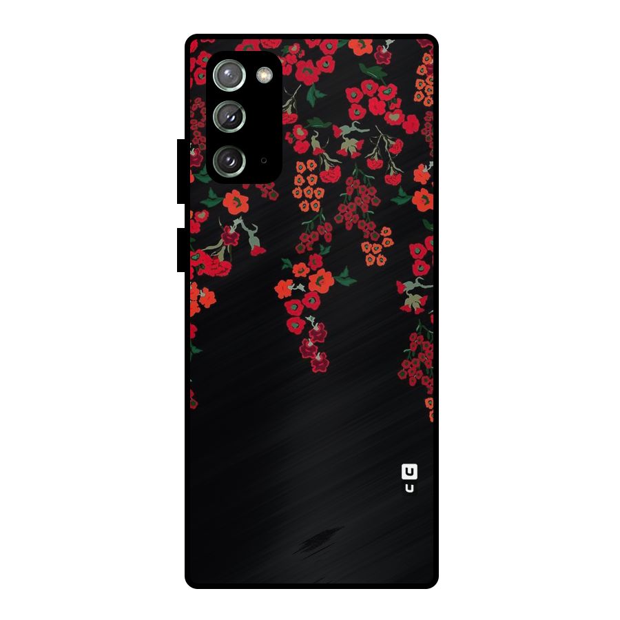 Red Floral Pattern Metal Back Case for Galaxy Note 20