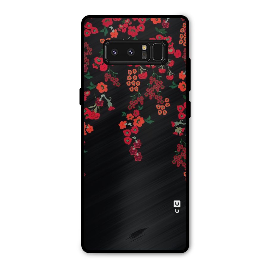 Red Floral Pattern Metal Back Case for Galaxy Note 8