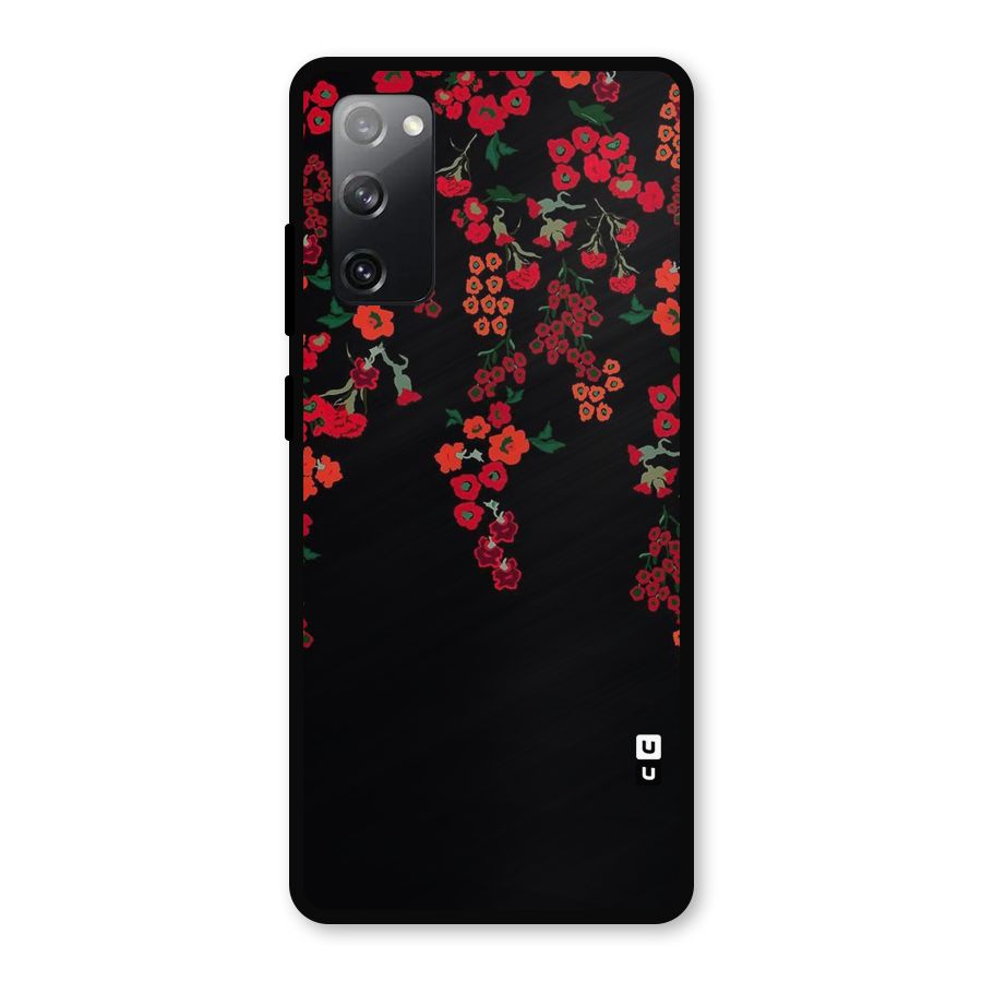 Red Floral Pattern Metal Back Case for Galaxy S20 FE 5G