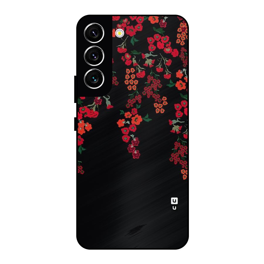 Red Floral Pattern Metal Back Case for Galaxy S22 5G