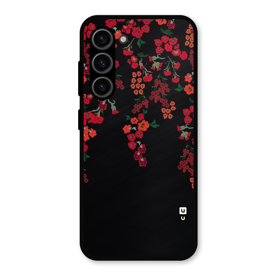 Red Floral Pattern Metal Back Case for Galaxy S23