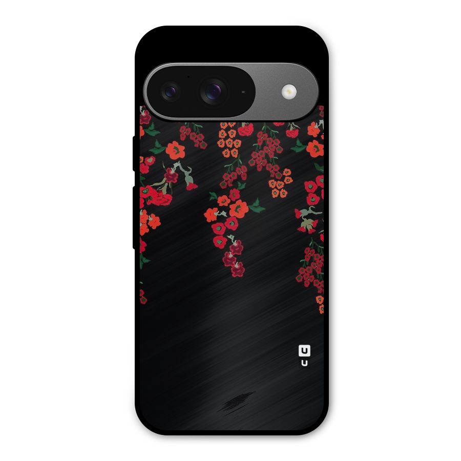Red Floral Pattern Metal Back Case for Google Pixel 9