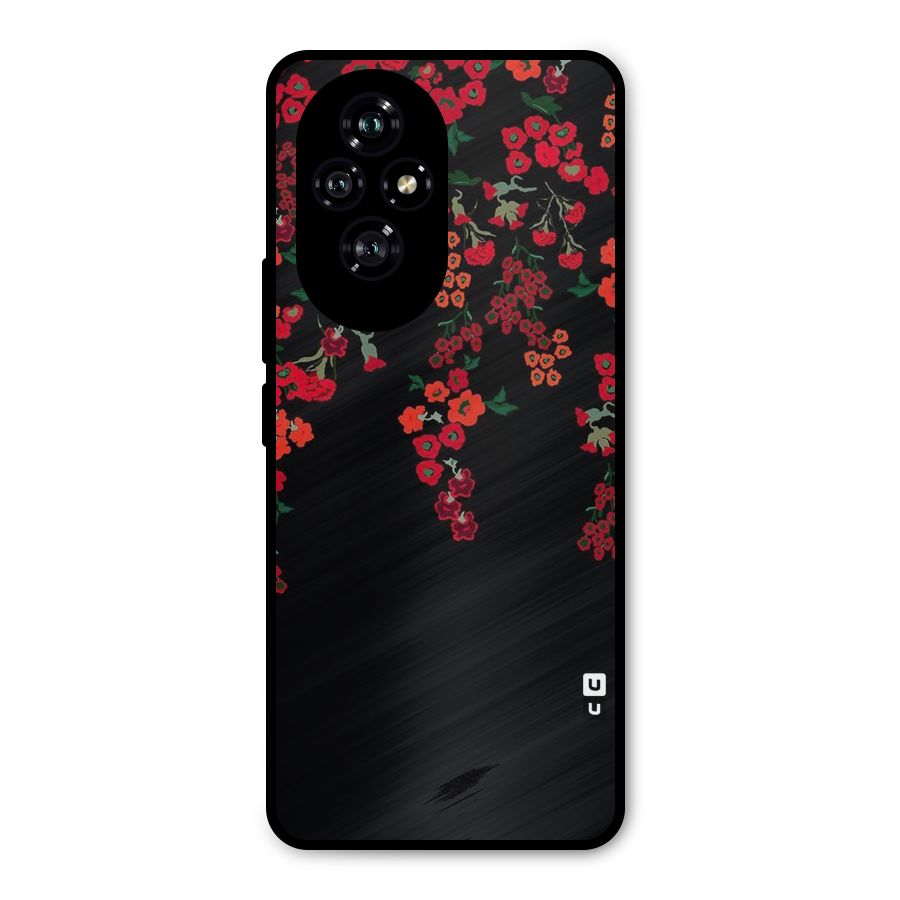 Red Floral Pattern Metal Back Case for Honor 200