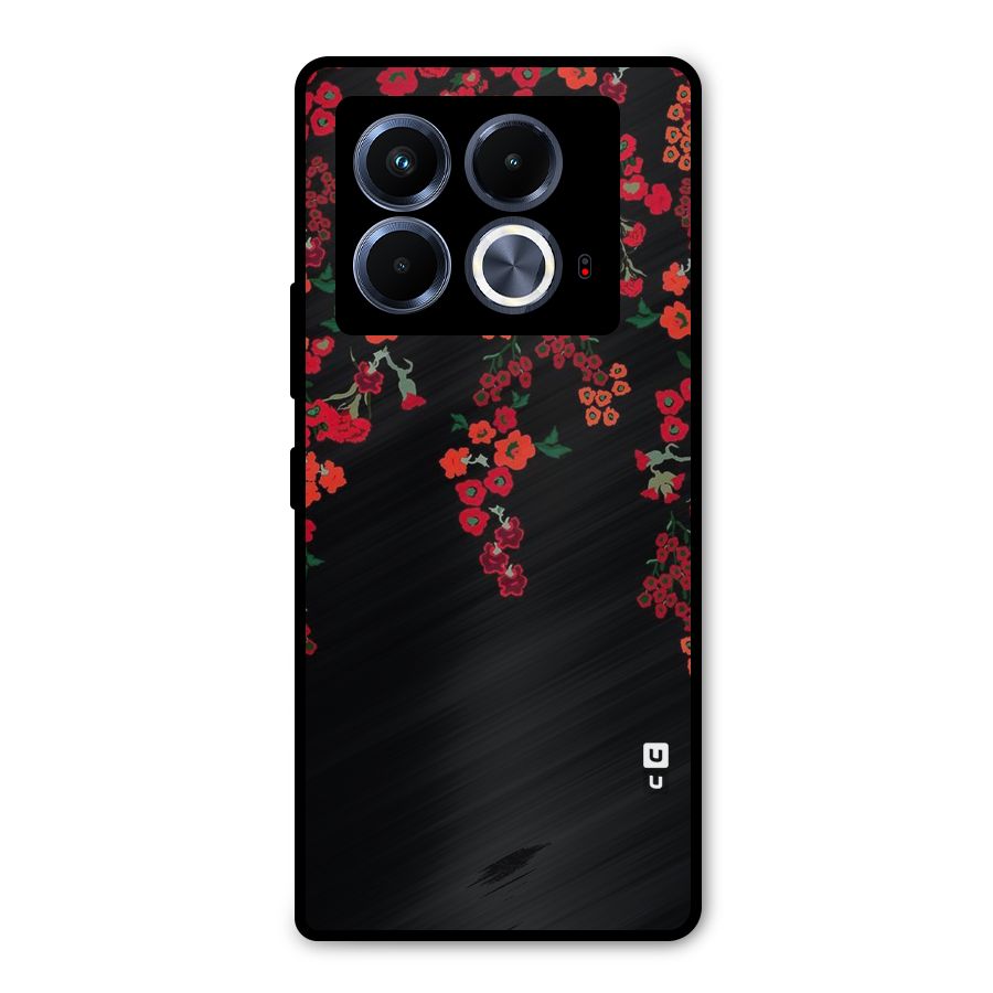 Red Floral Pattern Metal Back Case for Infinix Note 40 5G