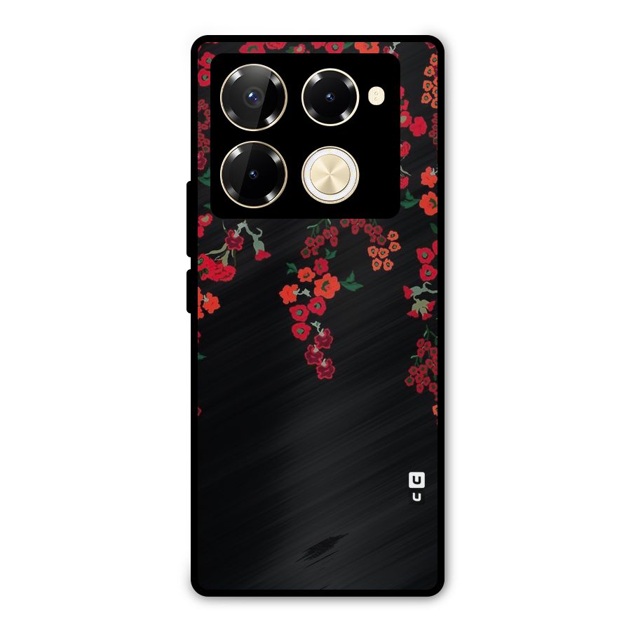 Red Floral Pattern Metal Back Case for Infinix Note 40 Pro