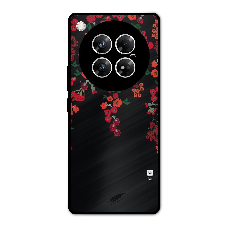 Red Floral Pattern Metal Back Case for Infinix Zero 40 5G