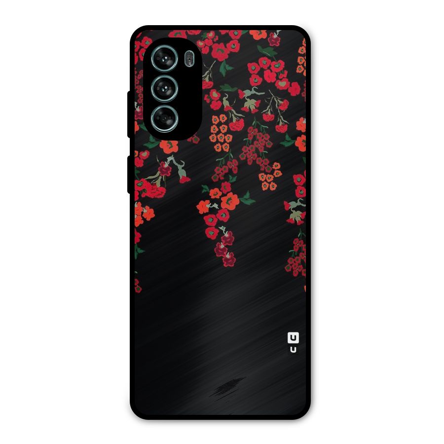 Red Floral Pattern Metal Back Case for Moto G62