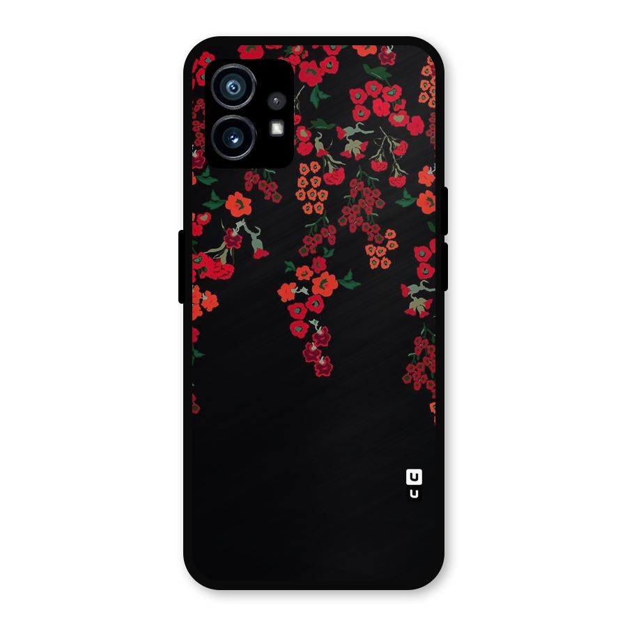 Red Floral Pattern Metal Back Case for Nothing Phone 1