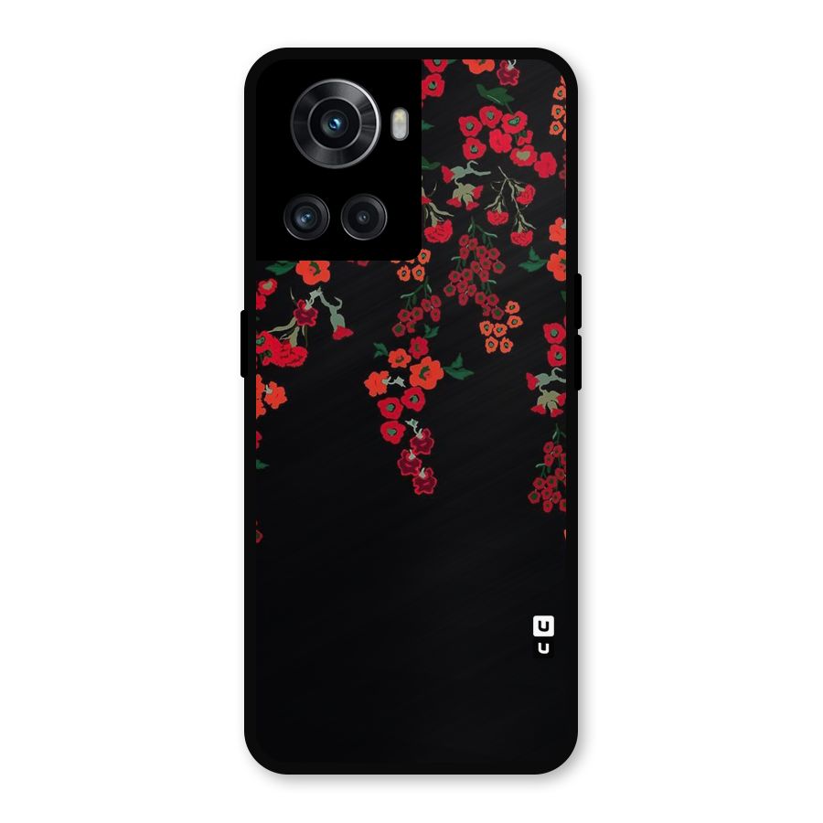 Red Floral Pattern Metal Back Case for OnePlus 10R