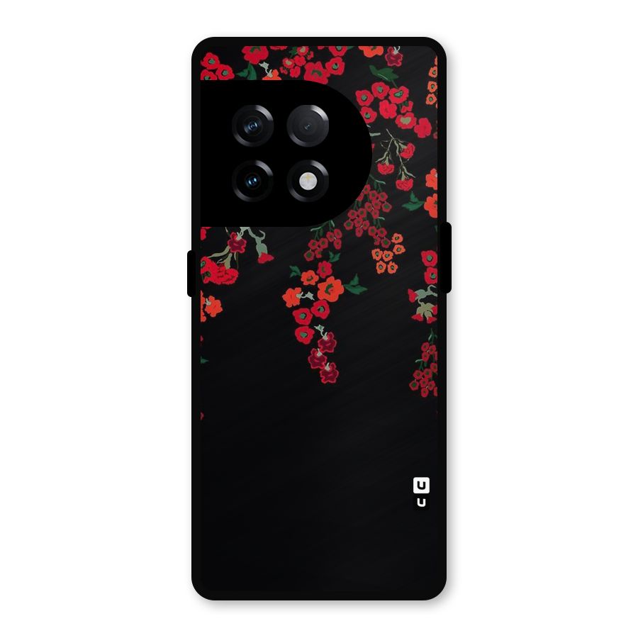 Red Floral Pattern Metal Back Case for OnePlus 11R