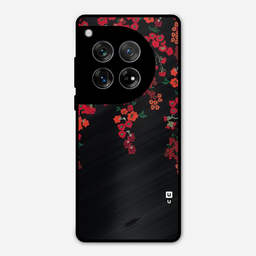 Red Floral Pattern Metal Back Case for OnePlus 12