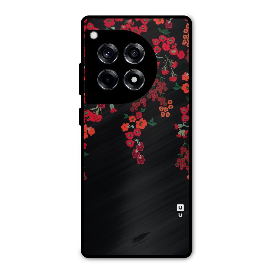 Red Floral Pattern Metal Back Case for OnePlus 12R