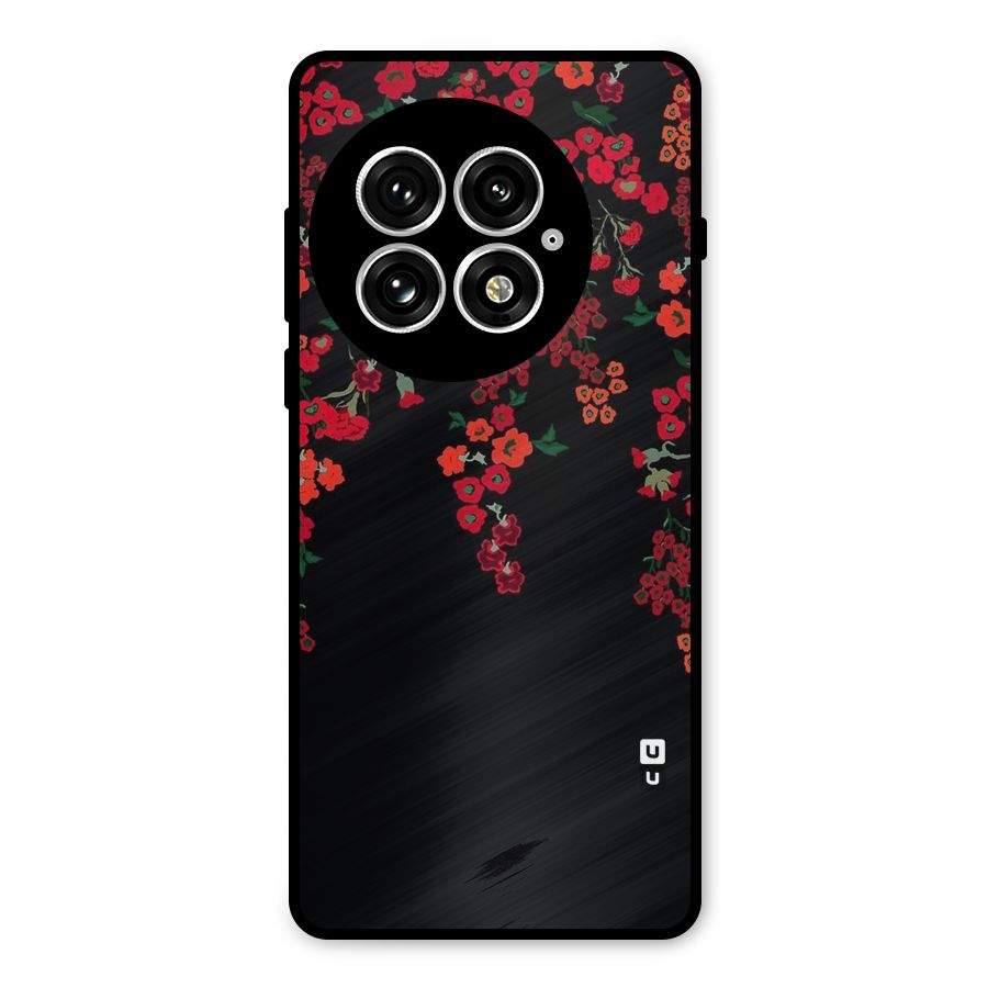 Red Floral Pattern Metal Back Case for OnePlus 13