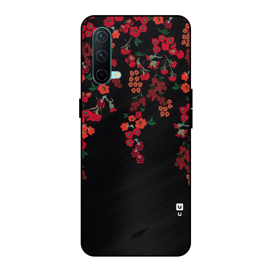 Red Floral Pattern Metal Back Case for OnePlus Nord CE 5G
