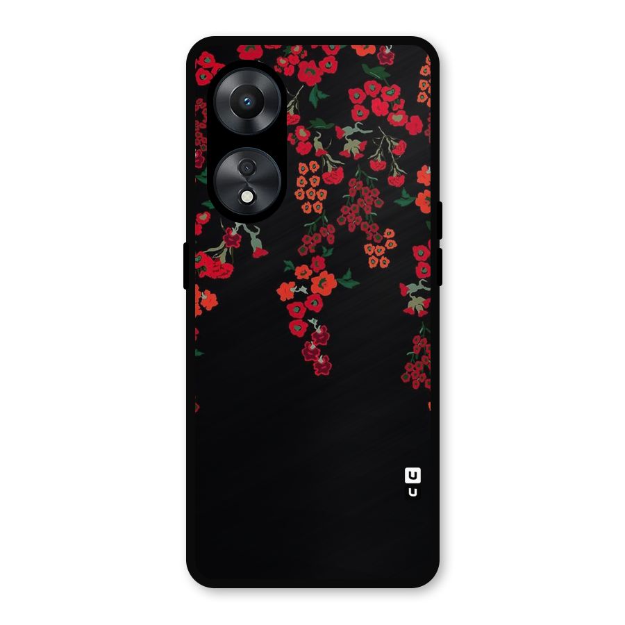 Red Floral Pattern Metal Back Case for Oppo A78