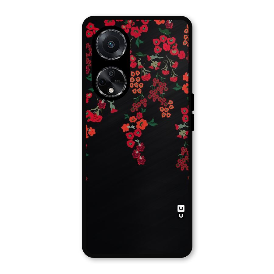 Red Floral Pattern Metal Back Case for Oppo F23