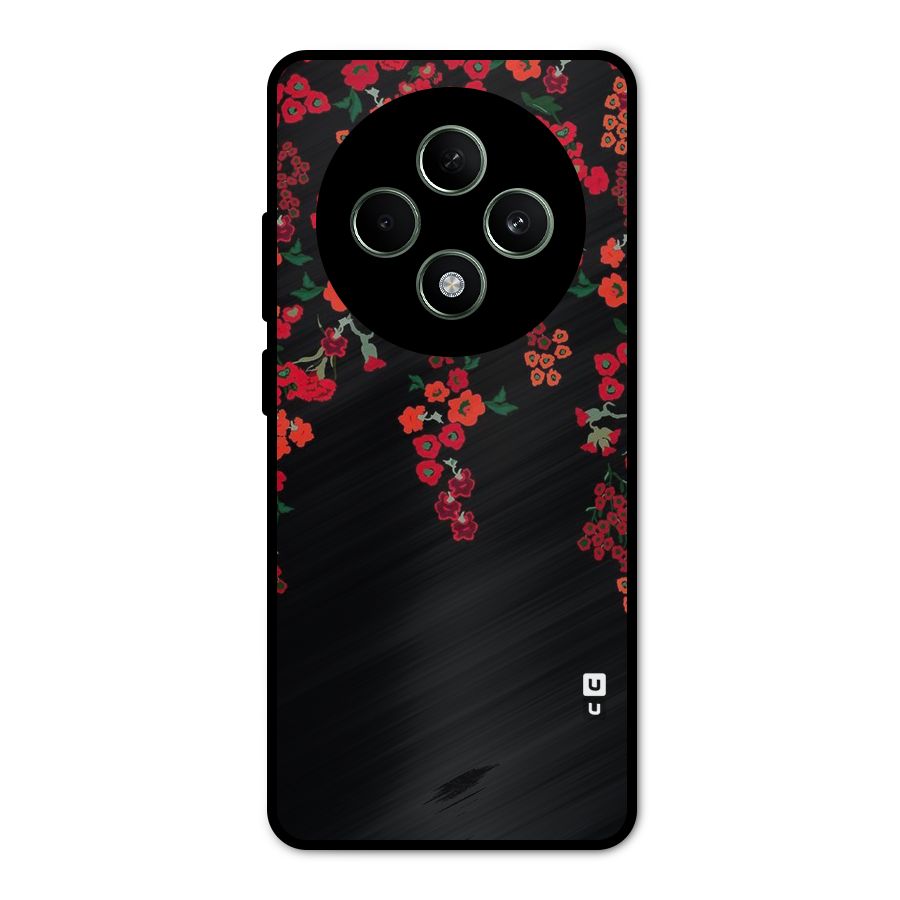 Red Floral Pattern Metal Back Case for Oppo F27