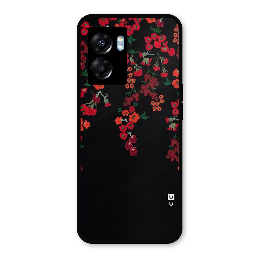 Red Floral Pattern Metal Back Case for Oppo K10 (5G)