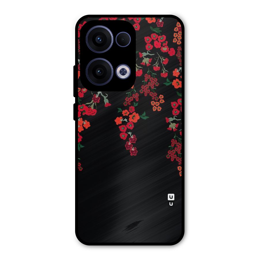 Red Floral Pattern Metal Back Case for Oppo Reno13