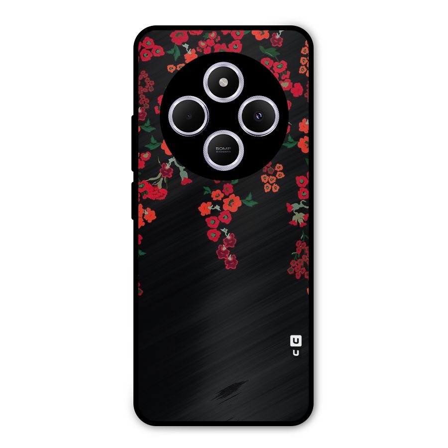 Red Floral Pattern Metal Back Case for Poco C75 5G