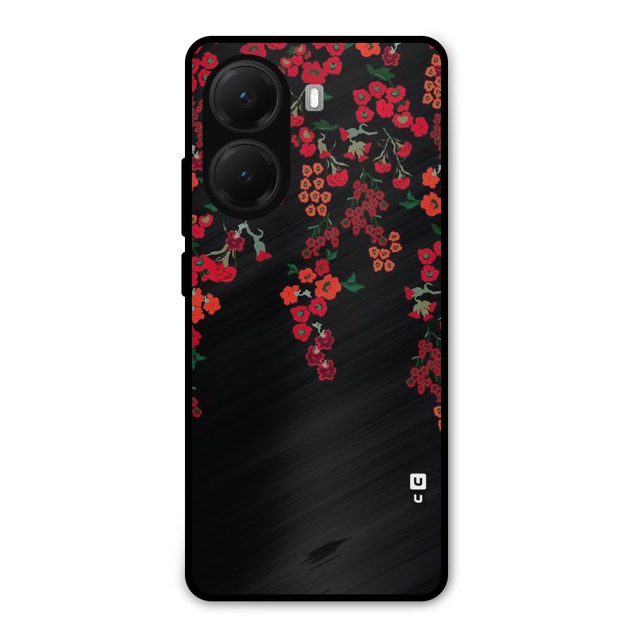 Red Floral Pattern Metal Back Case for Poco X7 Pro