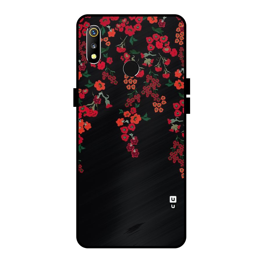 Red Floral Pattern Metal Back Case for Realme 3