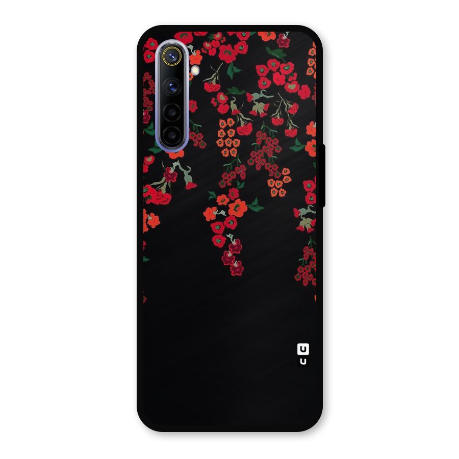 Red Floral Pattern Metal Back Case for Realme 6i