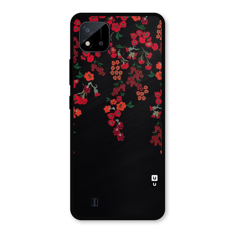 Red Floral Pattern Metal Back Case for Realme C11 2021