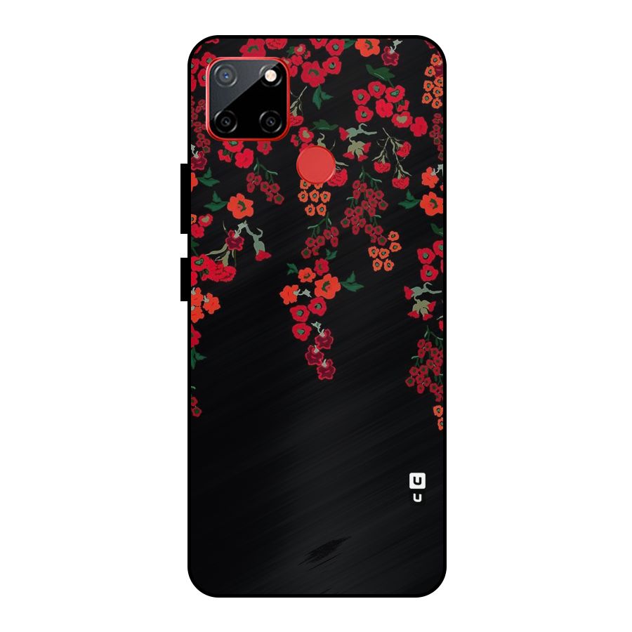 Red Floral Pattern Metal Back Case for Realme C12