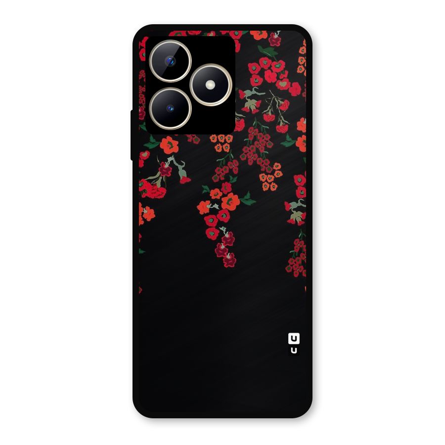 Red Floral Pattern Metal Back Case for Realme C53