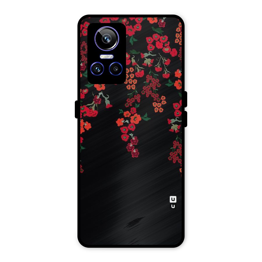 Red Floral Pattern Metal Back Case for Realme GT Neo 3