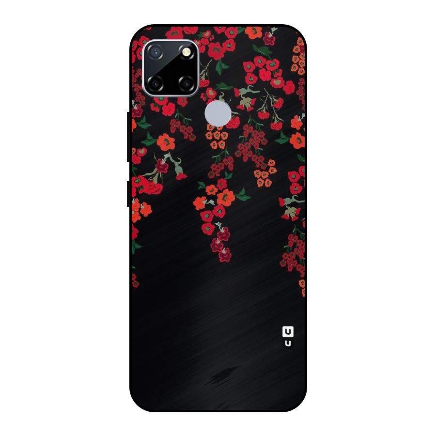 Red Floral Pattern Metal Back Case for Realme Narzo 20