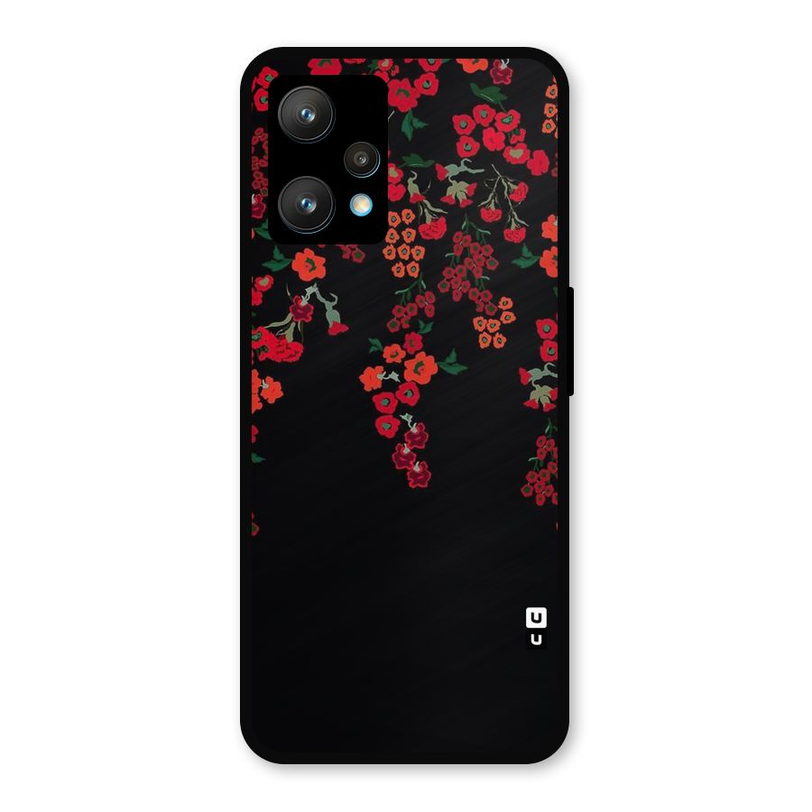 Red Floral Pattern Metal Back Case for Realme Narzo 50 Pro
