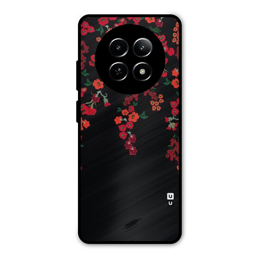 Red Floral Pattern Metal Back Case for Realme Narzo N65