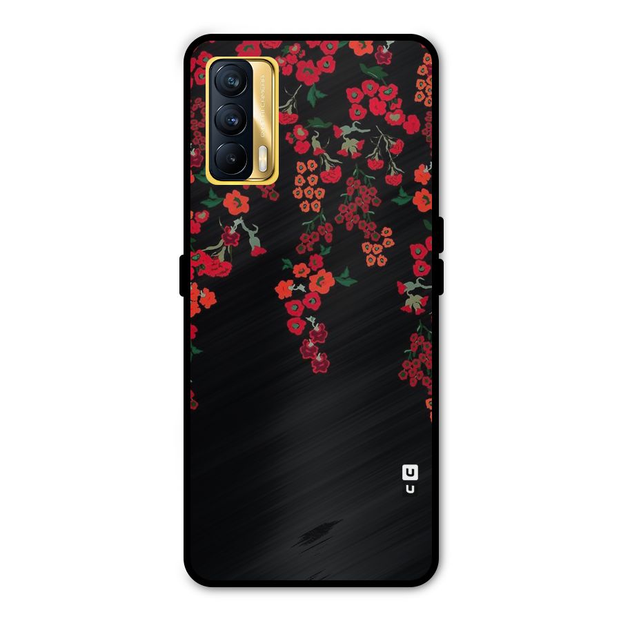 Red Floral Pattern Metal Back Case for Realme X7