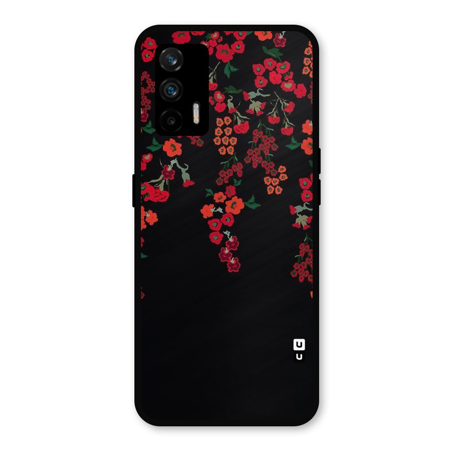 Red Floral Pattern Metal Back Case for Realme X7 Max
