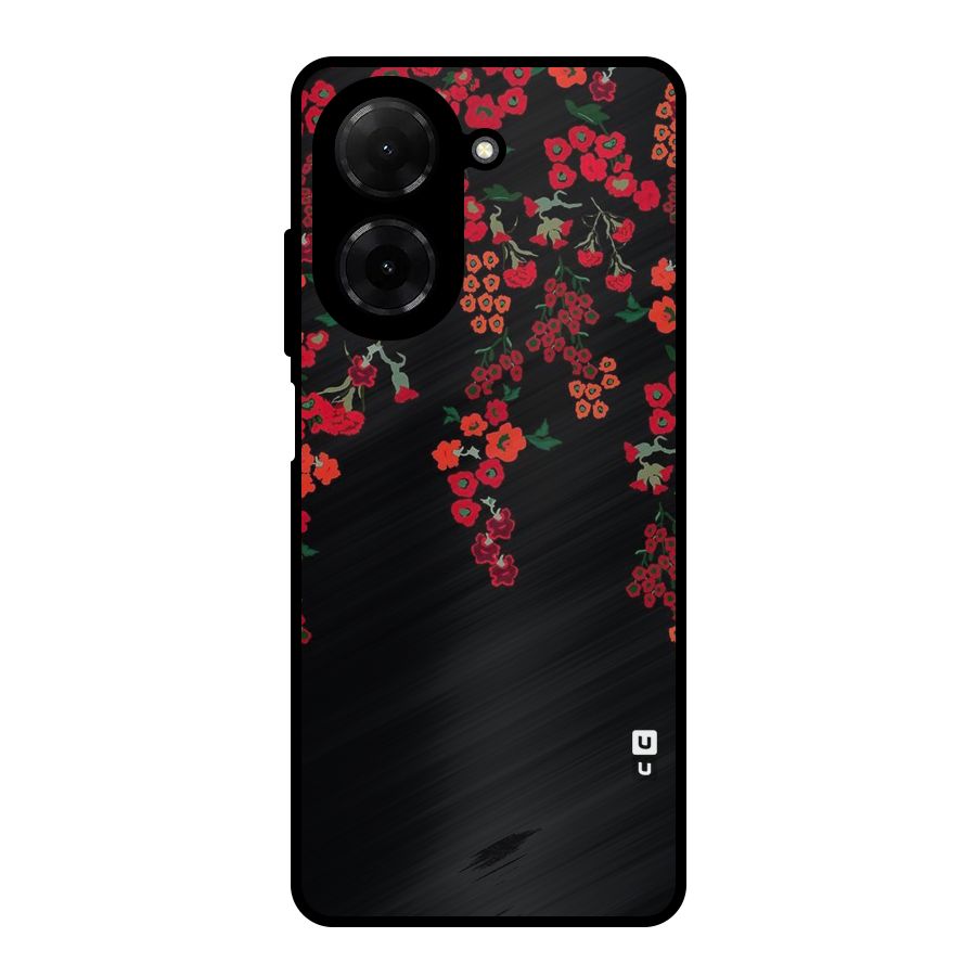 Red Floral Pattern Metal Back Case for Redmi A5 4G