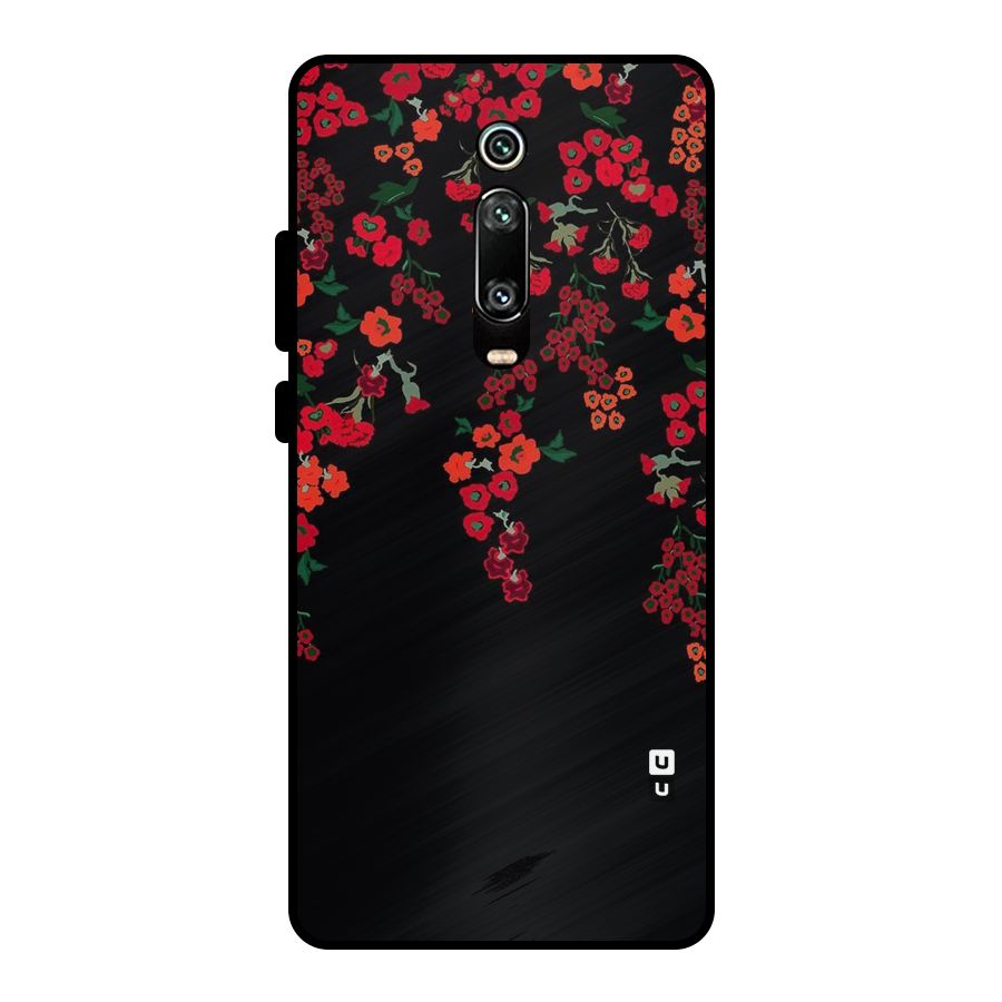 Red Floral Pattern Metal Back Case for Redmi K20 Pro