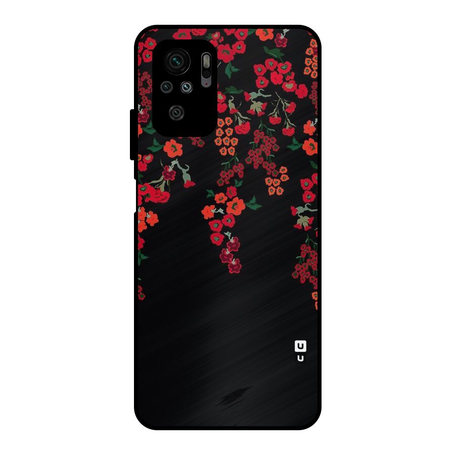 Red Floral Pattern Metal Back Case for Redmi Note 10S