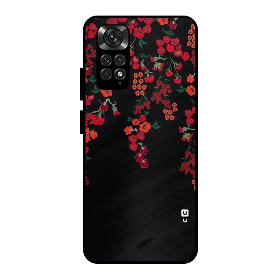 Red Floral Pattern Metal Back Case for Redmi Note 11 Pro