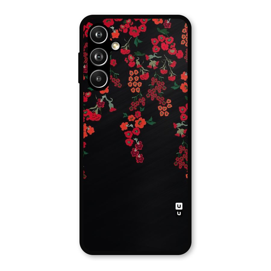 Red Floral Pattern Metal Back Case for Samsung Galaxy M54