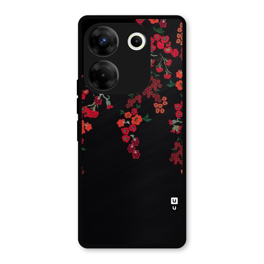 Red Floral Pattern Metal Back Case for Tecno Camon 20